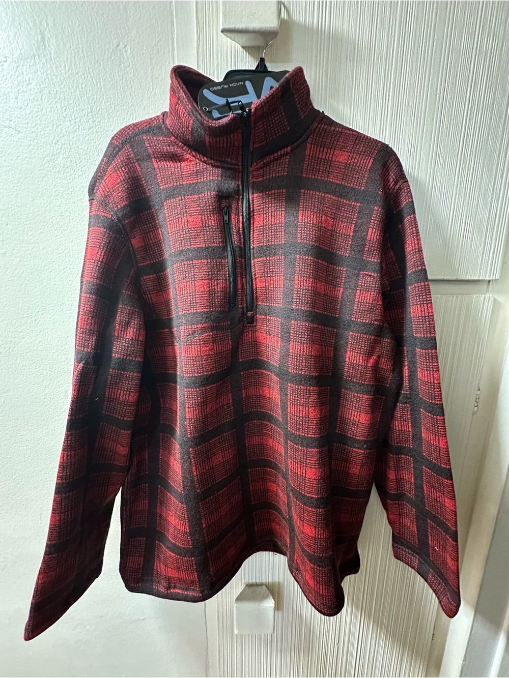 Men's Red Plaid Half-Zip Sweater - Mack Russo